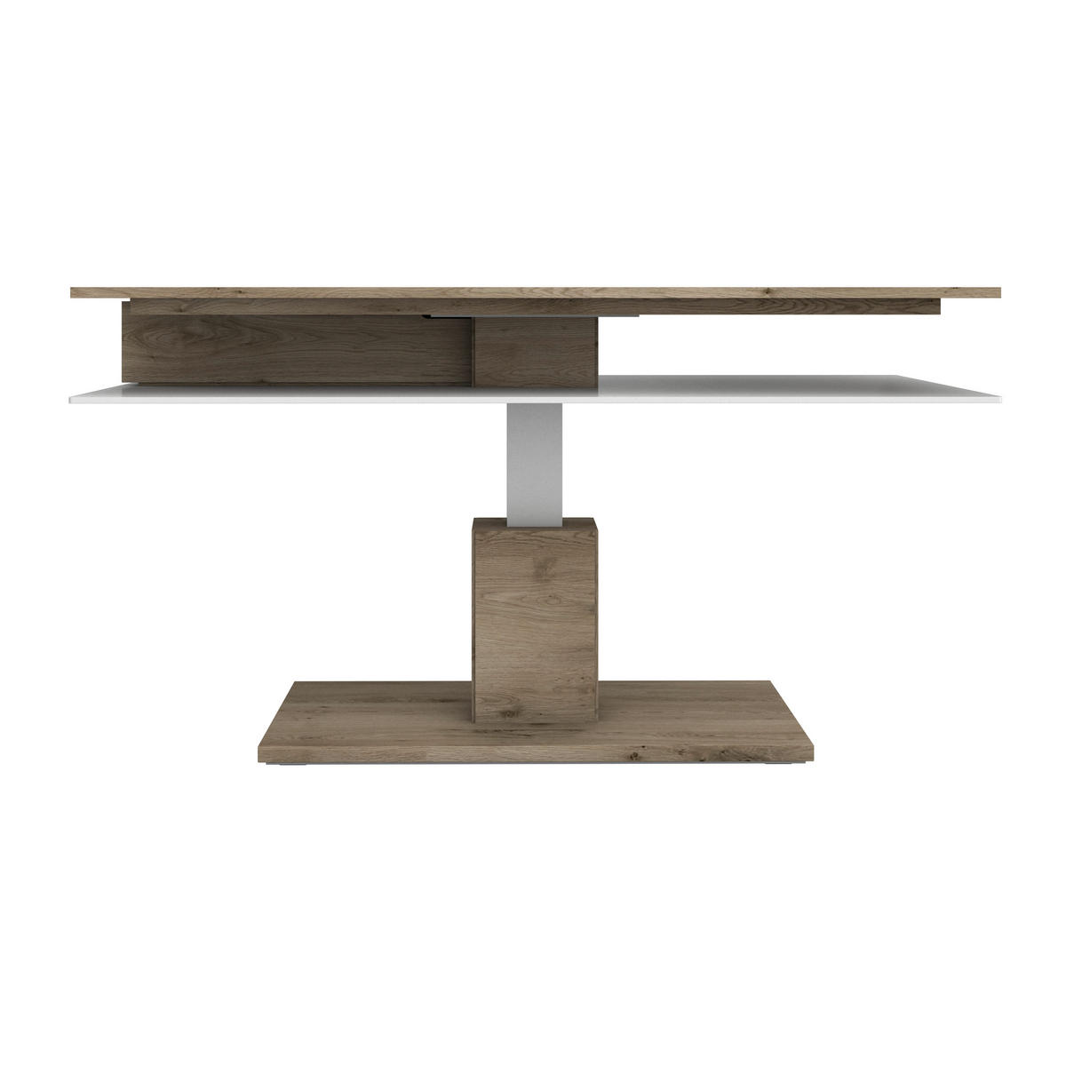 COUCHTISCH in Holz, Glas 120/75/46 cm  - Weiss/Eichefarben, Design, Glas/Holz (120/75/46cm) - Voglauer