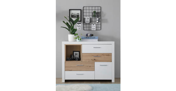 KOMMODE  in 120/94/38 cm  - Chromfarben/Eichefarben, Design, Holzwerkstoff/Metall (120/94/38cm) - Xora