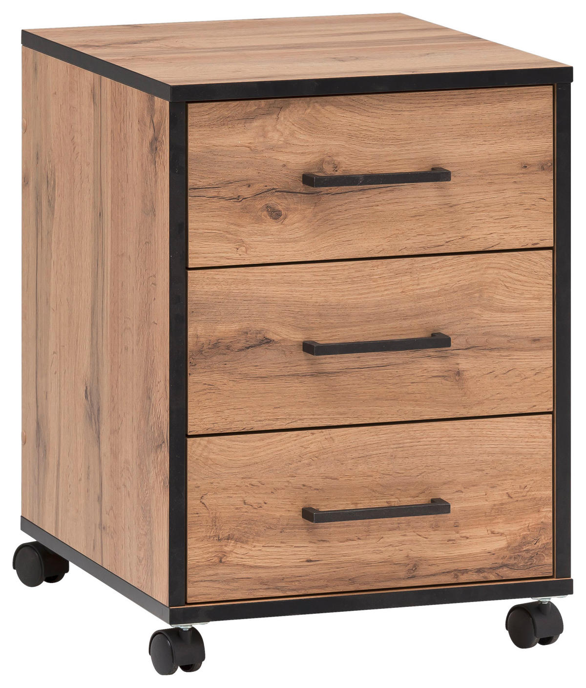 ROLLCONTAINER 40,1/57/50 cm  - Eichefarben/Schwarz, KONVENTIONELL, Holzwerkstoff/Kunststoff (40,1/57/50cm) - MID.YOU