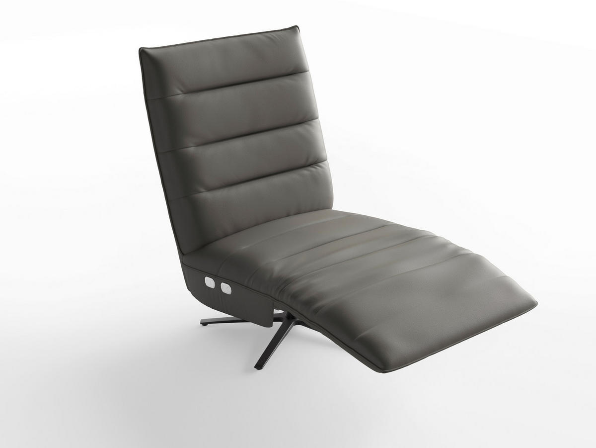 RELAXSESSEL EVE E Echtleder Kopfteilverstellung, Rücken echt    - Anthrazit/Schwarz, Basics, Leder/Metall (80/109/98cm) - Sit & More