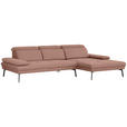 ECKSOFA Ottomane rechts, Eckteil  More_LZ Kupferfarben Webstoff  - Schwarz/Kupferfarben, Design, Textil/Metall (296/188cm) - Xora