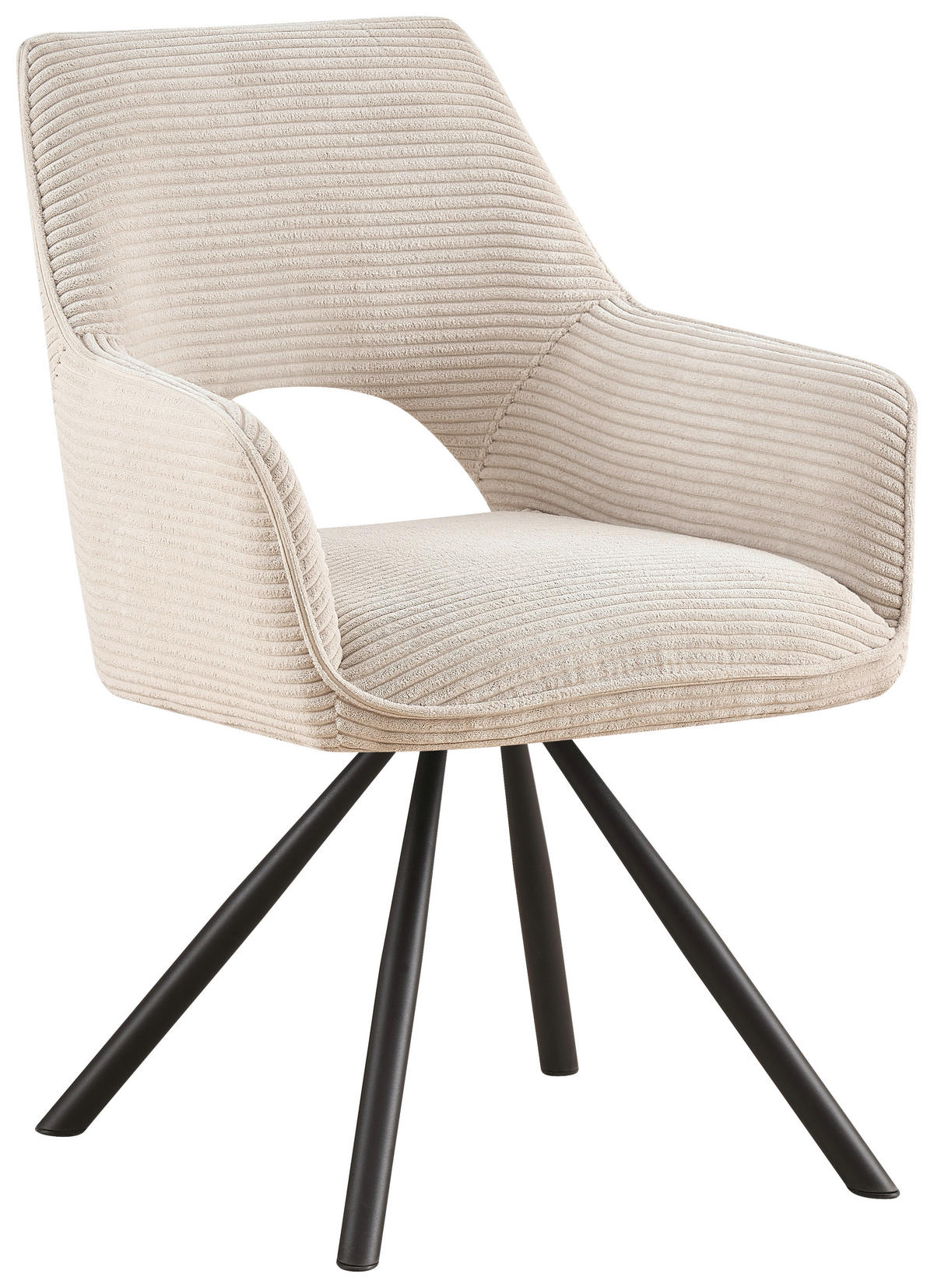 ARMLEHNSTUHL  in Eisen Cord  - Creme/Schwarz, Design, Textil/Metall (60/85/63cm) - Hom`in
