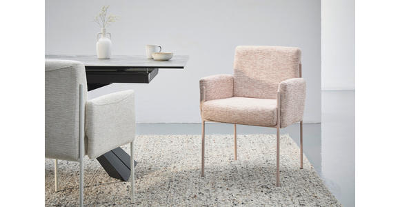 ARMLEHNSTUHL in Eisen Webstoff - Rosa, Design, Textil/Metall (62/86/63cm) - Novel