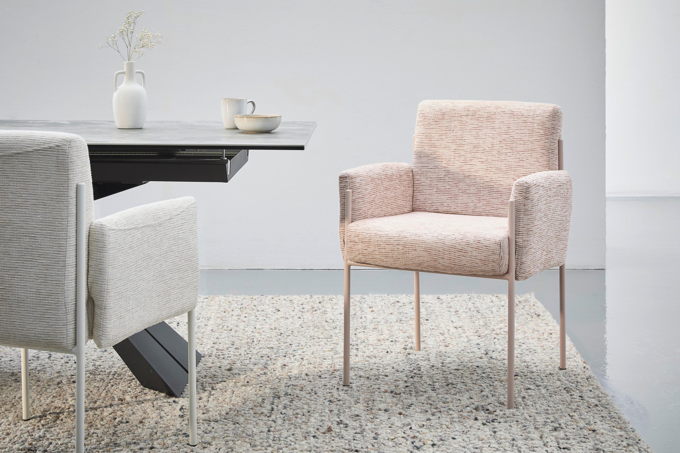 ARMLEHNSTUHL  in Eisen Webstoff  - Rosa, Design, Textil/Metall (62/86/63cm) - Novel
