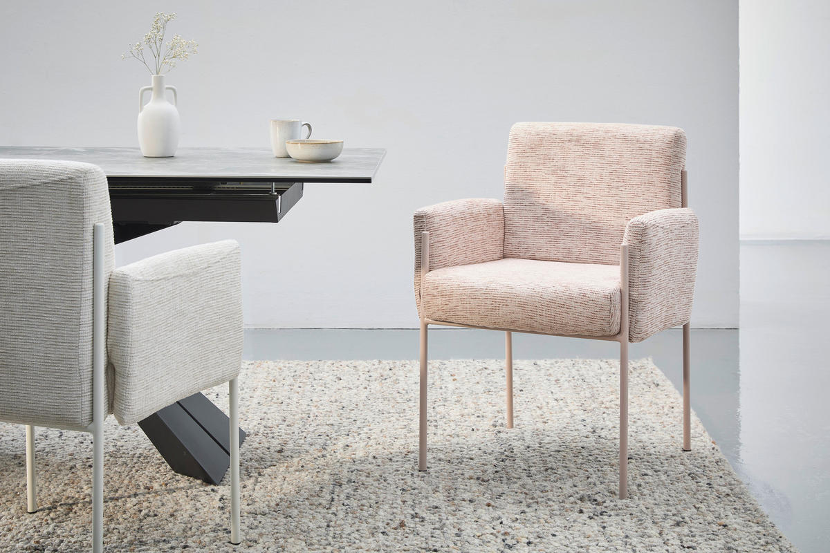 ARMLEHNSTUHL  in Eisen Webstoff  - Rosa, Design, Textil/Metall (62/86/63cm) - Novel