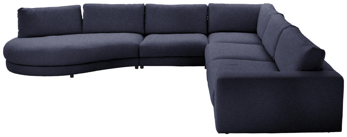 ECKSOFA in Flachgewebe Dunkelblau  - Schwarz/Dunkelblau, Design, Kunststoff/Textil (425/365cm) - Lomoco