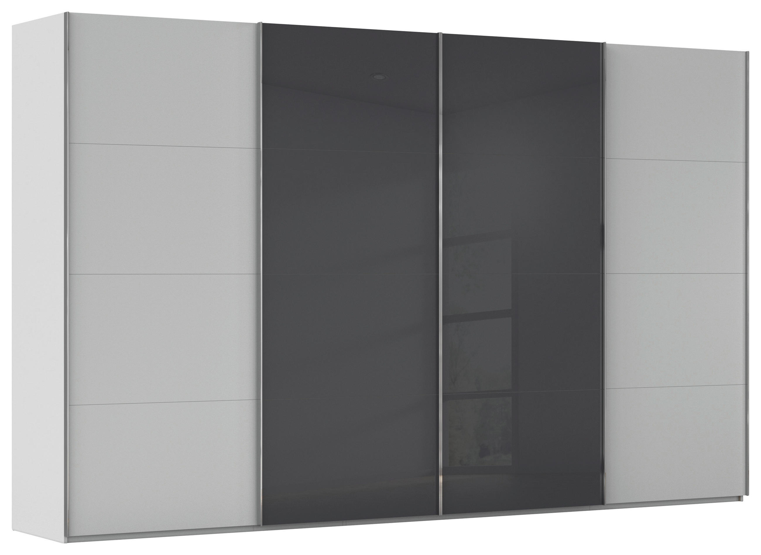 SCHWEBETÜRENSCHRANK 361/223/68 cm 4-türig  - Chromfarben, KONVENTIONELL, Glas/Holzwerkstoff (361/223/68cm) - Novel