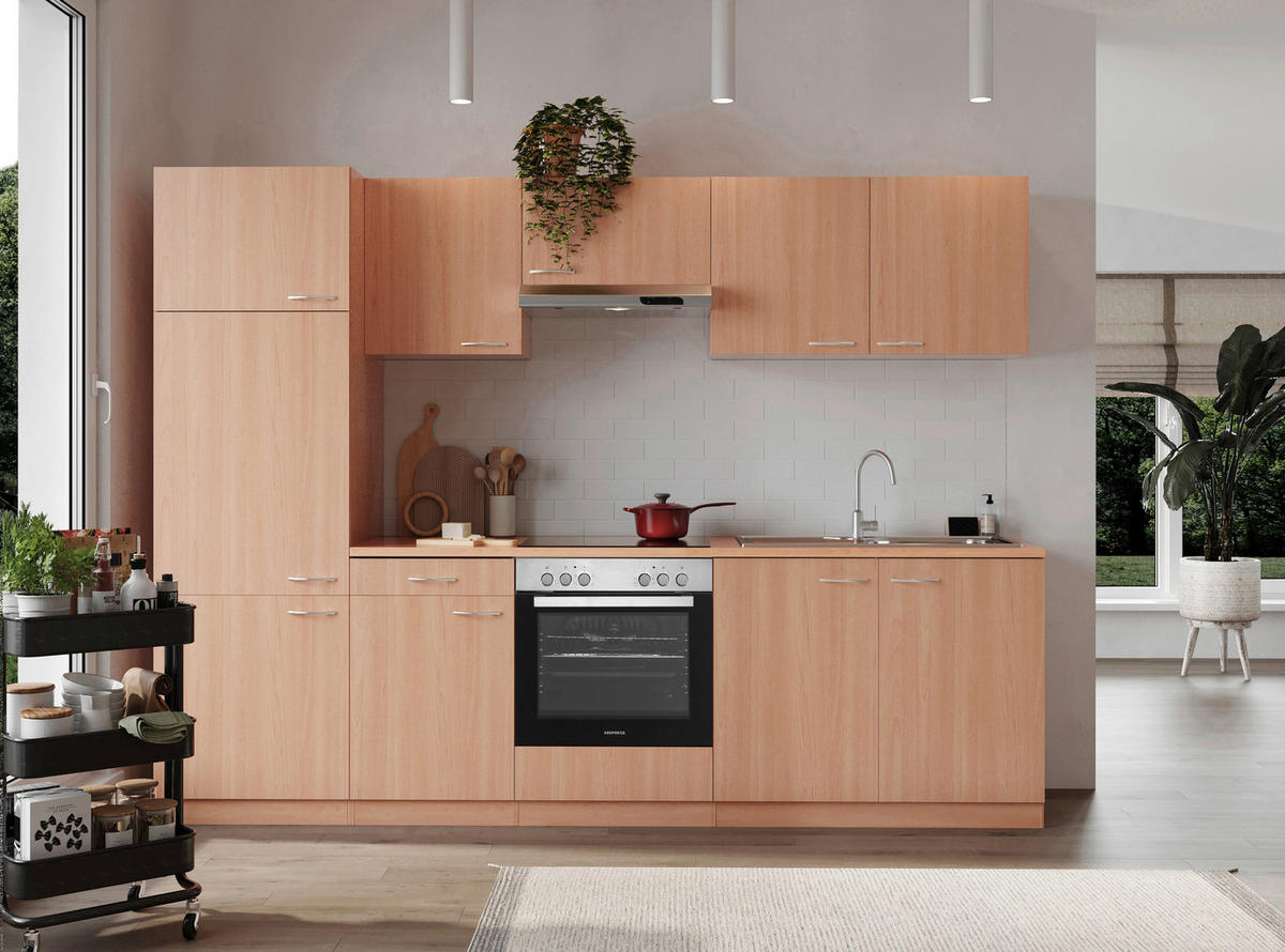 KÜCHENBLOCK 270 cm   in Buchefarben  - Buchefarben/Alufarben, Basics, Holzwerkstoff/Kunststoff (270cm) - Respekta