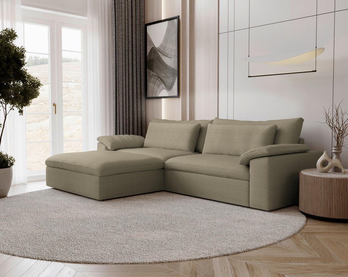 ECKSOFA  Chenille Taupe  - Taupe/Schwarz, Modern, Kunststoff/Textil (198/306cm) - Carryhome