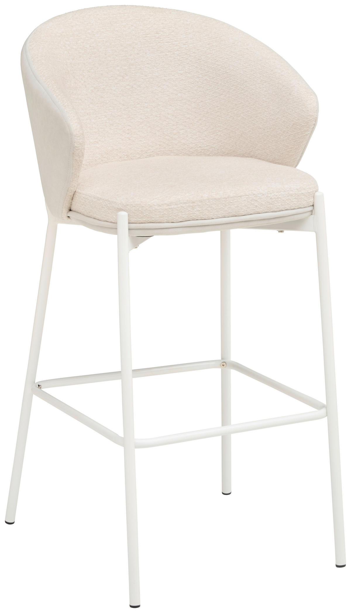 BARHOCKER Samt Weiß Eisen  - Schwarz/Weiß, MODERN, Textil/Metall (53,5/101/54cm) - MID.YOU