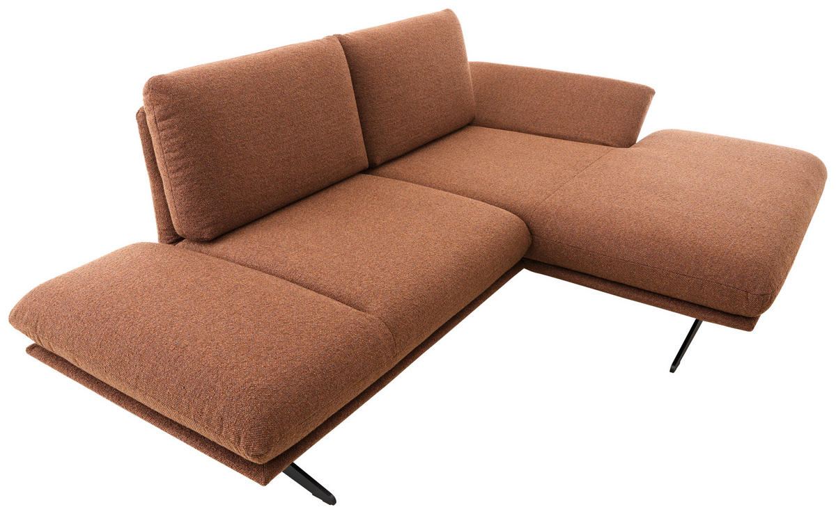 ECKSOFA Cognac Flachgewebe  - Cognac/Schwarz, Design, Textil/Metall (234/155cm) - Dieter Knoll
