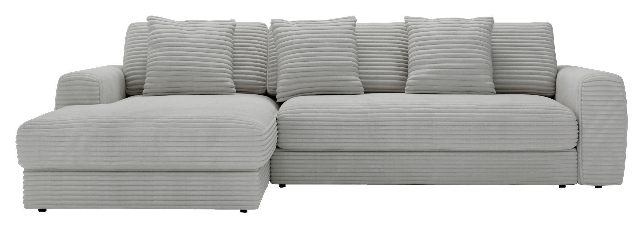 ECKSOFA Hellgrau Cord  - Hellgrau/Schwarz, MODERN, Kunststoff/Textil (190/310cm) - Carryhome