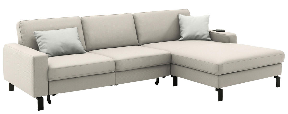 ECKSOFA Cord Naturfarben  - Schwarz/Naturfarben, Design, Textil/Metall (298/185cm) - Pure Home Lifestyle