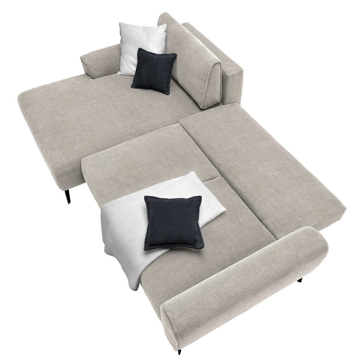 ECKSOFA in Webstoff Kaschmir  - Kaschmir/Schwarz, Design, Textil/Metall (170/272cm) - Welnova
