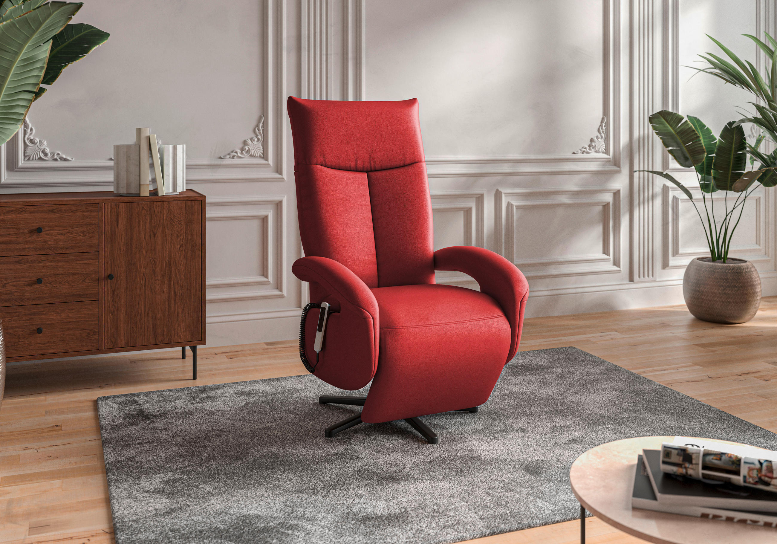 SESSEL in Echtleder Rot  - Rot/Schwarz, KONVENTIONELL, Leder/Metall (74/112/82cm) - Sit & More