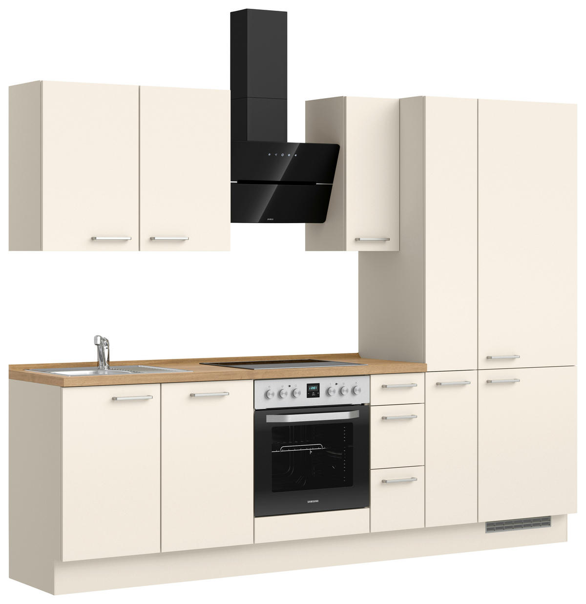KÜCHENLEERBLOCK 270 cm   in Eichefarben, Magnolie  - Edelstahlfarben/Eichefarben, MODERN, Holzwerkstoff/Metall (270cm) - Nobilia