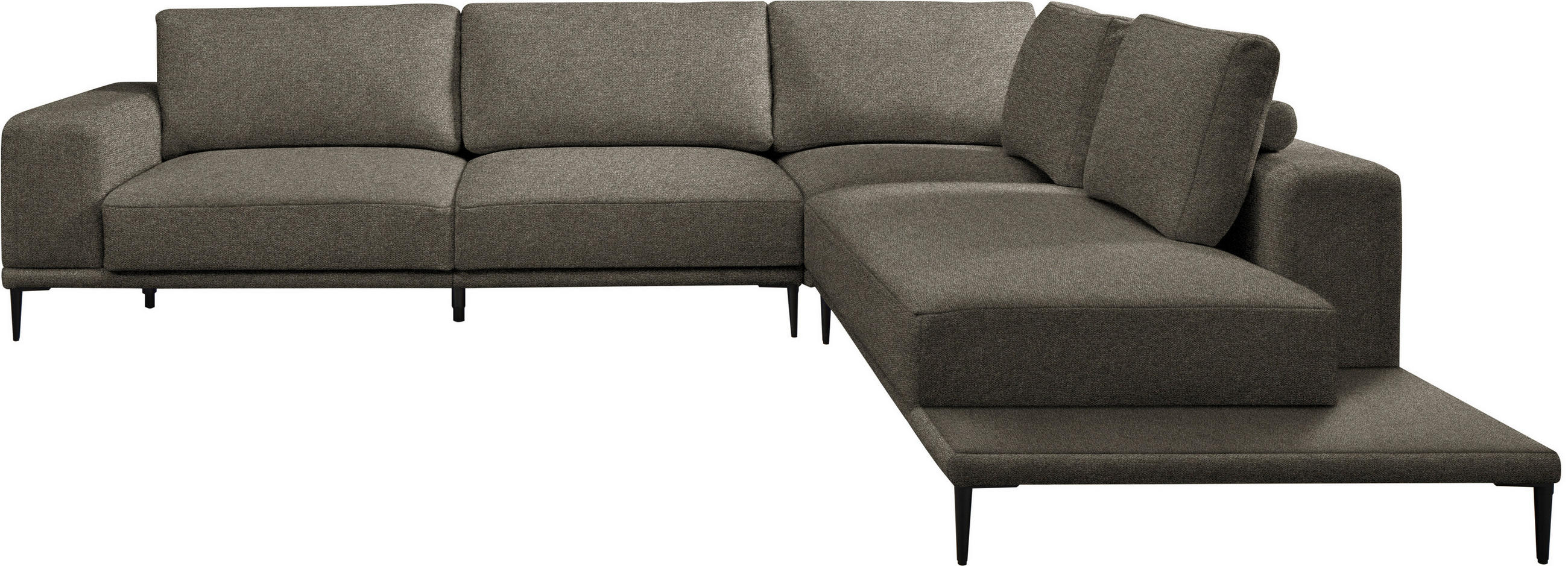ECKSOFA  in Leinwand Dunkelbraun  318/271 cm  - Dunkelbraun/Schwarz, Design, Textil/Metall (318/271cm) - Belluti