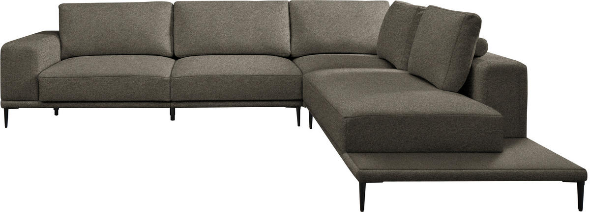 ECKSOFA  in Leinwand Dunkelbraun  318/271 cm  - Dunkelbraun/Schwarz, Design, Textil/Metall (318/271cm) - Belluti