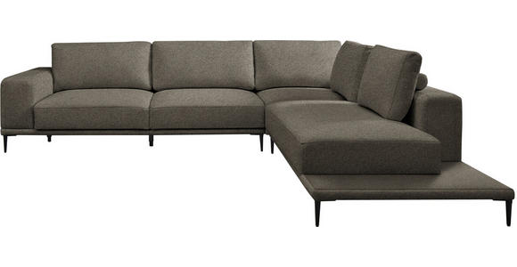 ECKSOFA  in Leinwand Dunkelbraun  318/271 cm  - Dunkelbraun/Schwarz, Design, Textil/Metall (318/271cm) - Belluti