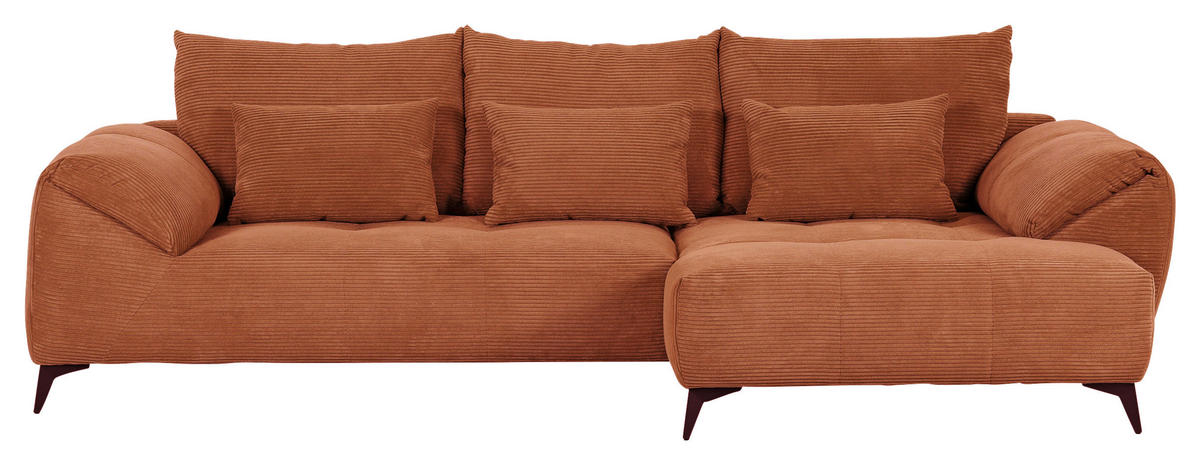 ECKSOFA in Cord Rostfarben  - Rostfarben/Schwarz, Konventionell, Textil/Metall (311/176cm) - Carryhome
