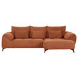 ECKSOFA in Cord Rostfarben  - Rostfarben/Schwarz, KONVENTIONELL, Textil/Metall (311/176cm) - Carryhome