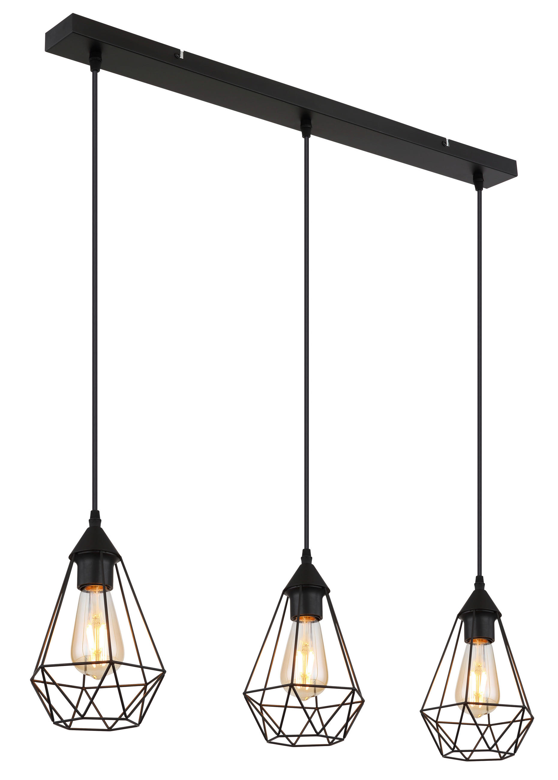 HÄNGELEUCHTE 79/17/120 cm  - Schwarz, Design, Textil/Metall (79/17/120cm) - Globo