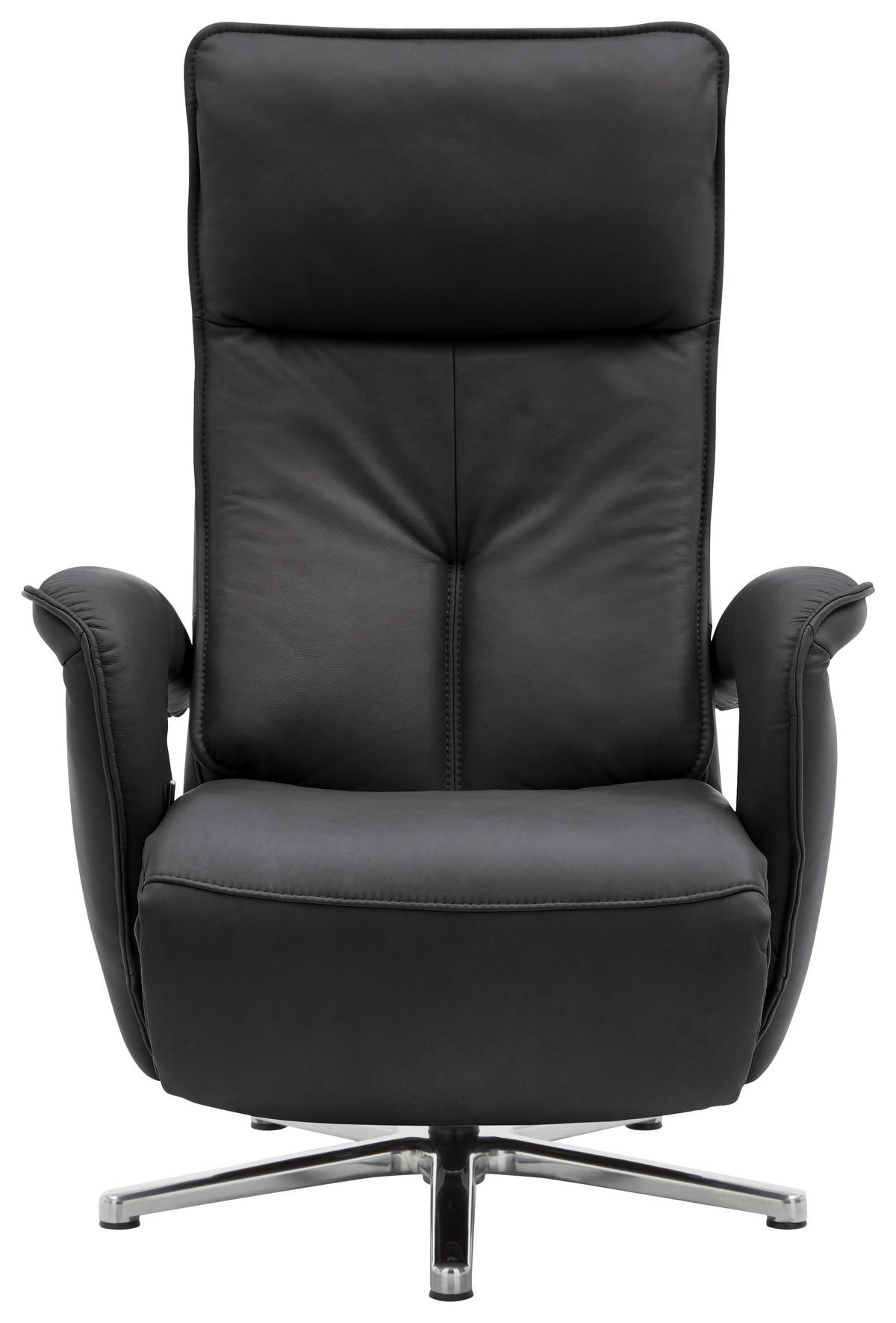 RELAXSESSEL Echtleder Relaxfunktion    - Edelstahlfarben/Anthrazit, Design, Leder/Metall (77/110/87cm) - Valdera