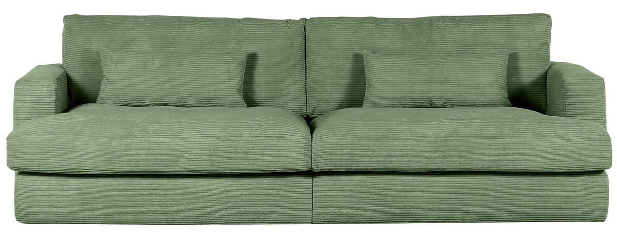 BIGSOFA in Cord Olivgrün  - Schwarz/Olivgrün, Romantik / Landhaus, Kunststoff/Textil (270/67/120cm) - Landscape