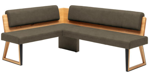 ECKBANK 165/215 cm  in Schlammfarben, Wildeiche  - Wildeiche/Schlammfarben, Design, Holz/Textil (165/215cm) - Venda