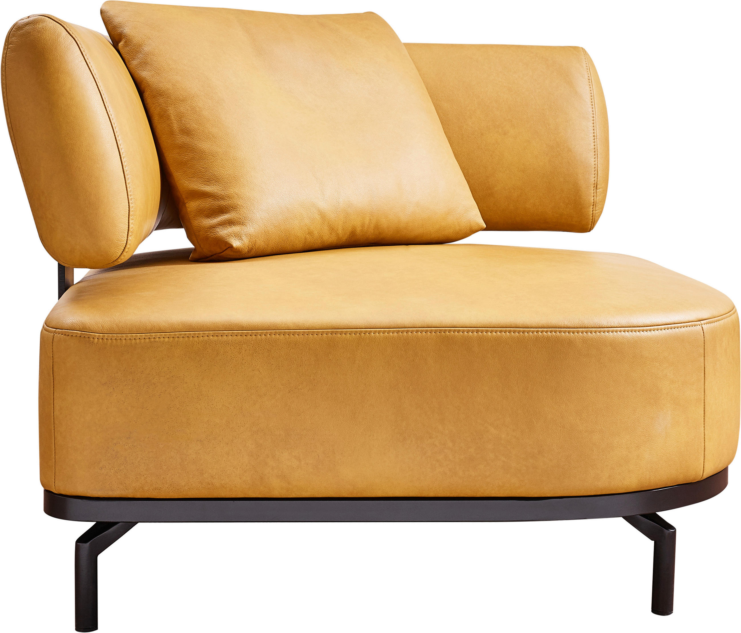 SESSEL in Echtleder Dunkelgelb  - Dunkelgelb/Schwarz, Design, Leder/Metall (98/85/98cm) - Dieter Knoll