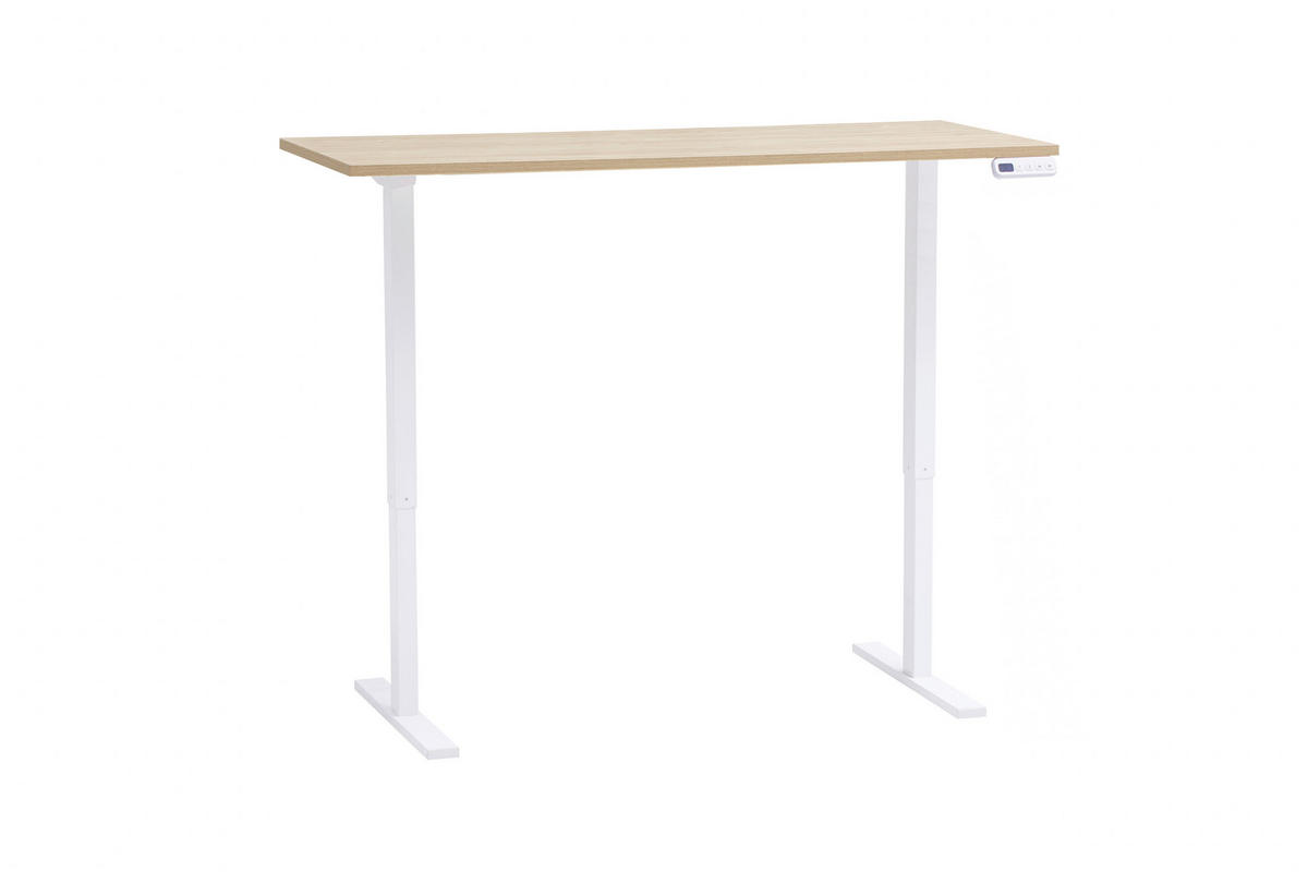 SCHREIBTISCH 138/60/72,7-117,2 cm Eichefarben elektrisch höhenverstellbar  - Eichefarben/Weiß, MODERN, Holzwerkstoff/Metall (138/60/72,7-117,2cm) - MID.YOU