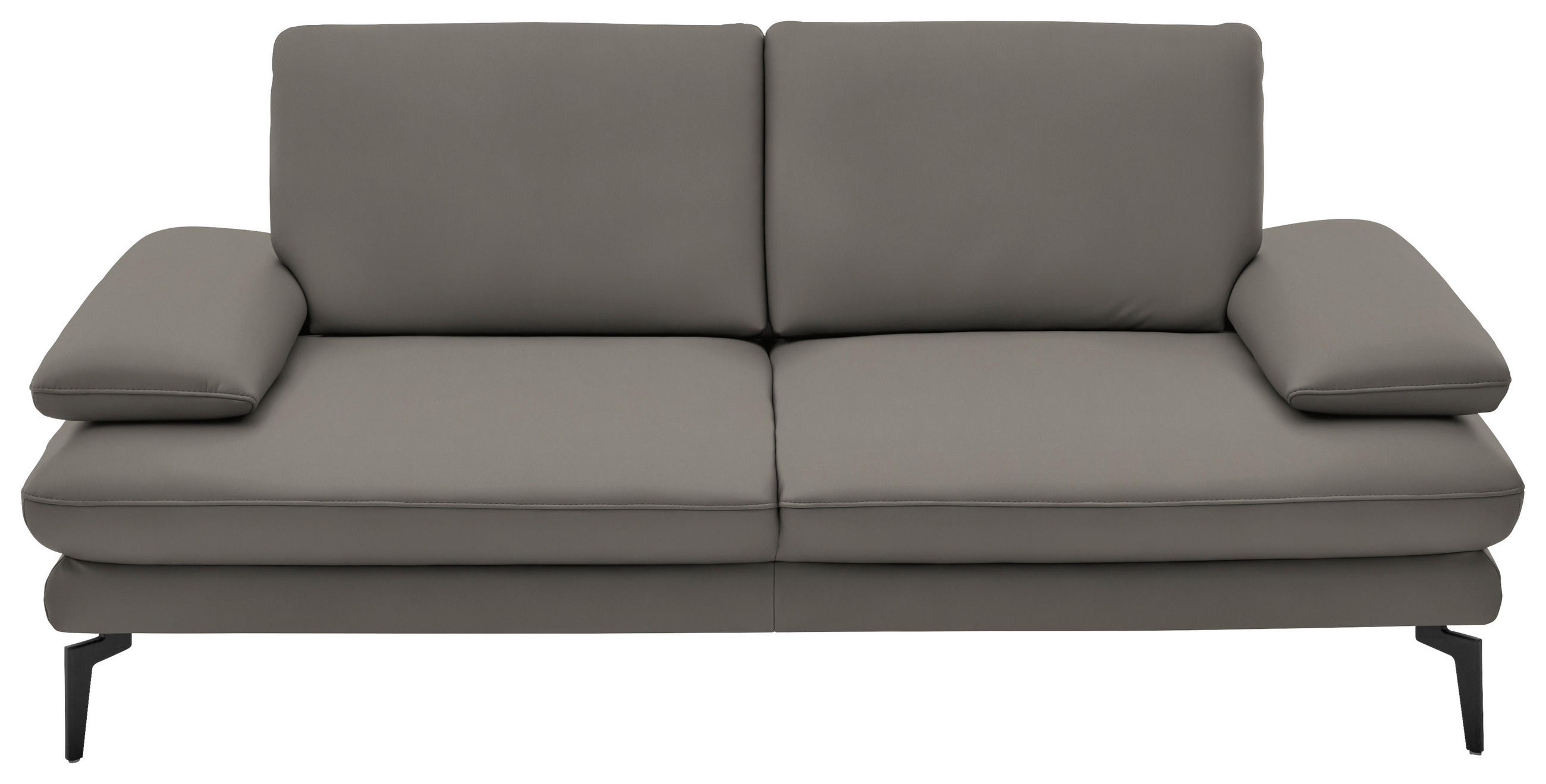 2,5-SITZER Echtleder Hellgrau  - Hellgrau/Schwarz, Design, Leder/Metall (196/86/104cm) - Dieter Knoll