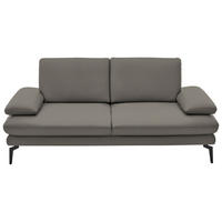 2,5-SITZER Echtleder Hellgrau  - Hellgrau/Schwarz, Design, Leder/Metall (196/86/104cm) - Dieter Knoll