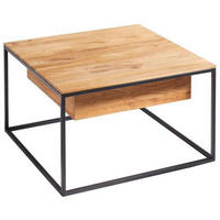 COUCHTISCH in Holz, Metall 70/70/41,5 cm  - Eichefarben/Schwarz, Design, Holz/Metall (70/70/41,5cm) - Novel