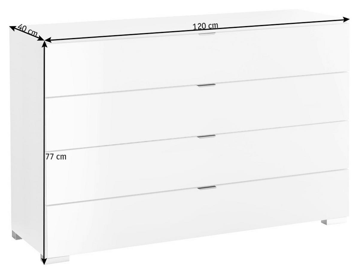 SIDEBOARD 120/77/40 cm  in Weiss  - Chromfarben/Weiss, Konventionell, Glas/Holzwerkstoff (120/77/40cm) - Moderano