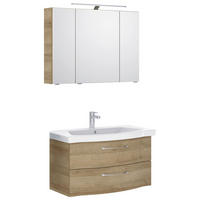 BADEZIMMER 3-teilig  in 98 cm  - Chromfarben/Eichefarben, KONVENTIONELL, Glas/Keramik (98cm) - Pelipal