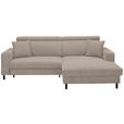 ECKSOFA in Flachgewebe Hellgrau, Hellbraun  262/166 cm  - Hellbraun/Hellgrau, Design, Textil/Metall (262/166cm) - Xora