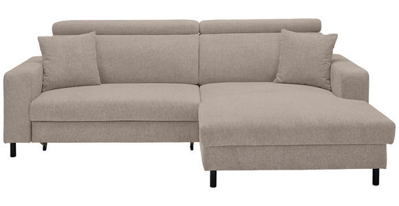 ECKSOFA in Flachgewebe Hellgrau, Hellbraun  262/166 cm  - Hellbraun/Hellgrau, Design, Textil/Metall (262/166cm) - Xora