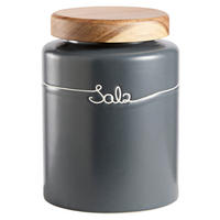 VORRATSDOSE 0.97 L  - Akaziefarben/Grau, Design, Keramik/Holz (11,5/15,5cm) - Homeware Profession.