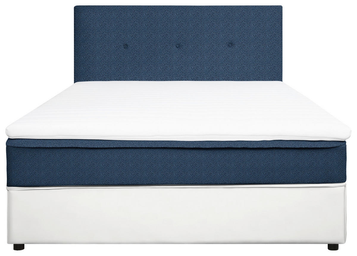 BOX-ÁGY 120/200 cm  kék, fehér  - fekete/kék, Konventionell, textil/fa (120/200cm) - Carryhome