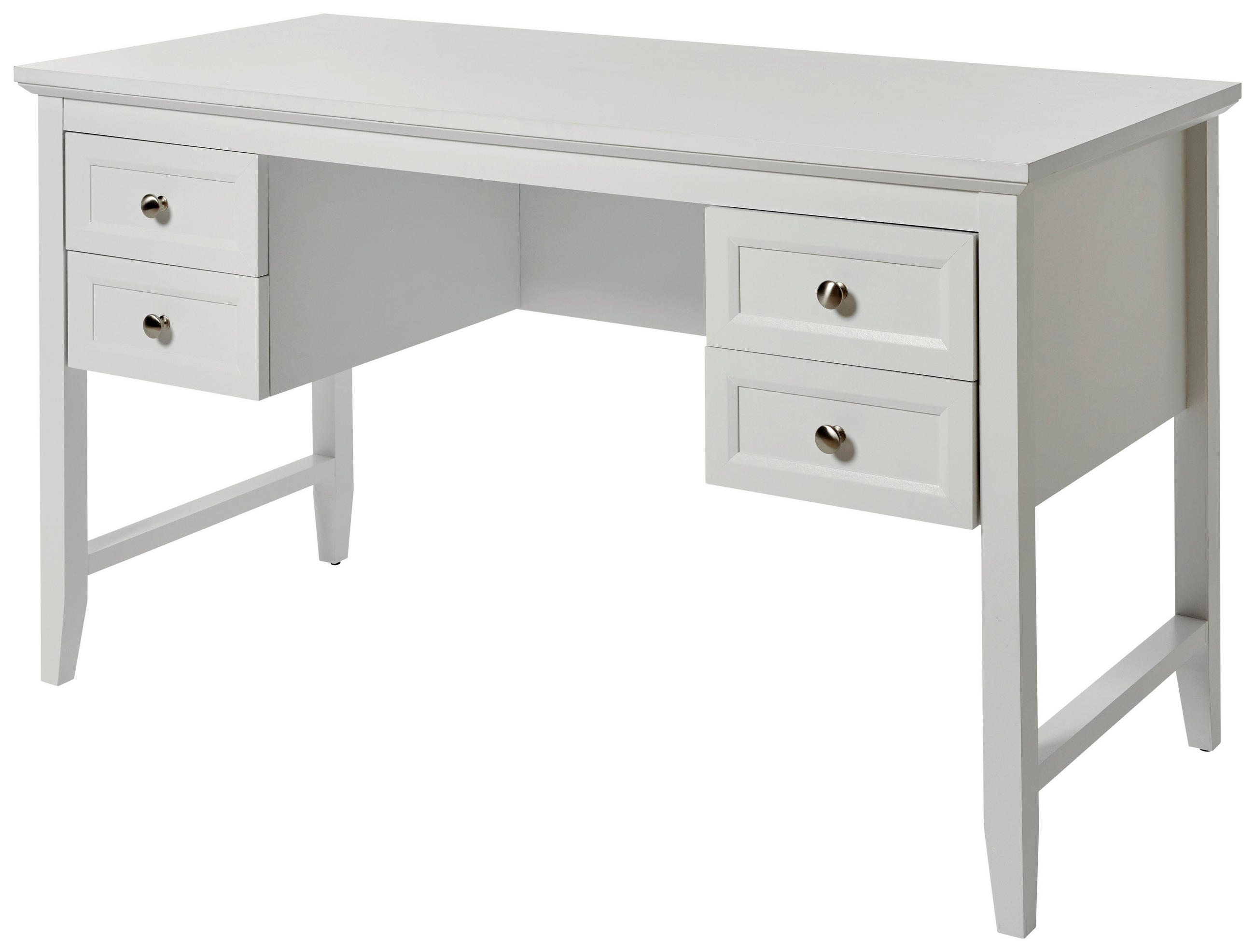 SCHREIBTISCH 130/59,6/76 cm  in Weiß  - Alufarben/Weiß, MODERN, Holzwerkstoff/Metall (130/59,6/76cm) - Novel