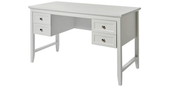 SCHREIBTISCH 130/59,6/76 cm  in Weiß  - Alufarben/Weiß, MODERN, Holzwerkstoff/Metall (130/59,6/76cm) - Novel