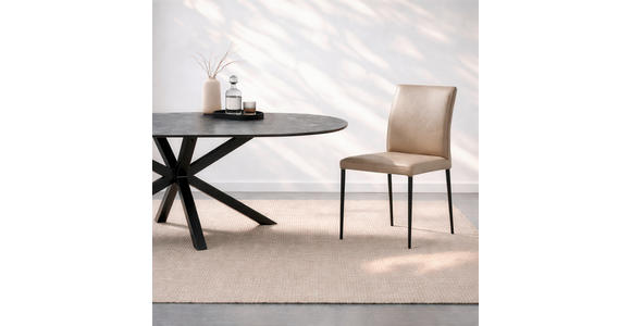 STUHL Echtleder Khaki  - Khaki/Schwarz, Design, Leder/Metall (46/87/58cm) - Johann Jakob