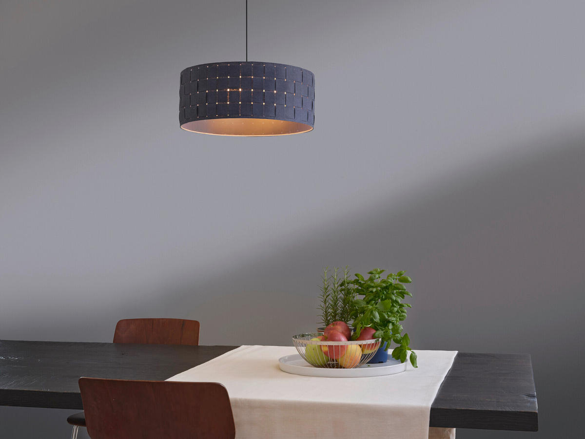HÄNGELEUCHTE 48/121 cm  - Dunkelgrau, Basics, Naturmaterialien/Metall (48/121cm) - Osram