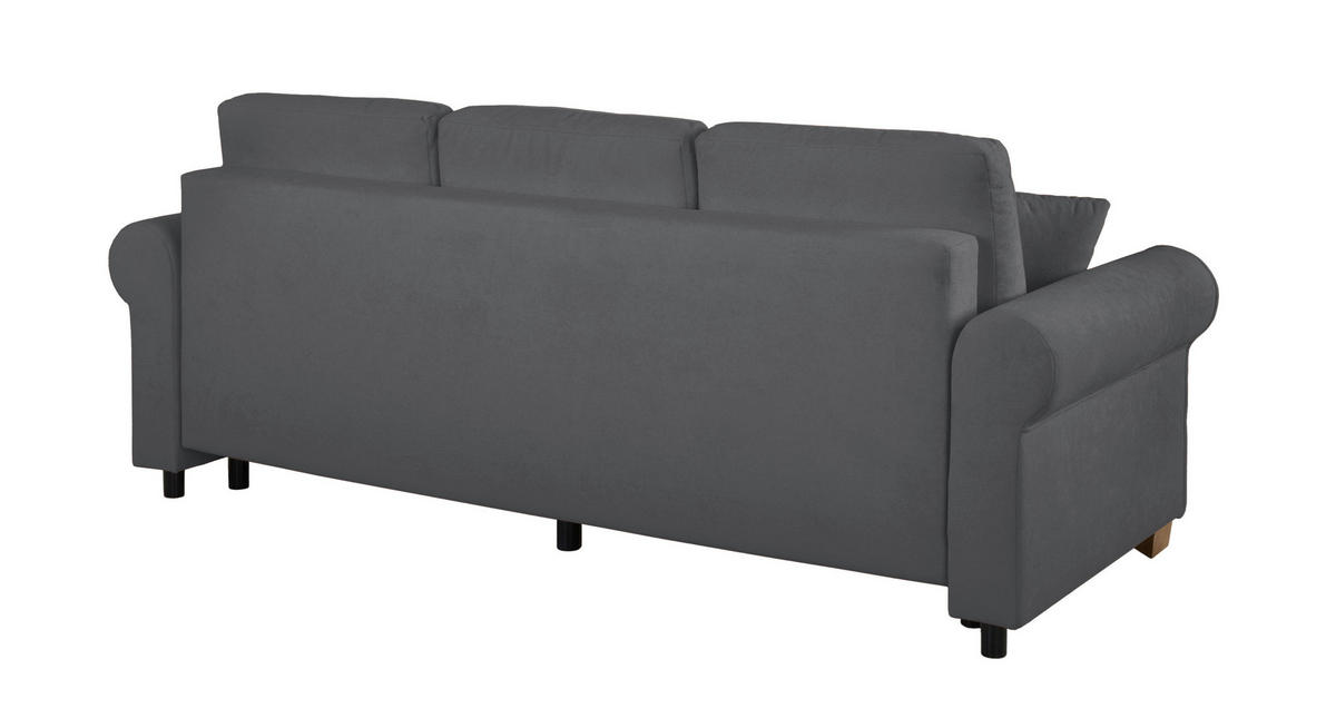 SCHLAFSOFA in Bouclé Dunkelgrau  - Dunkelgrau/Buchefarben, Design, Holz/Textil (240/94/98cm) - MID.YOU