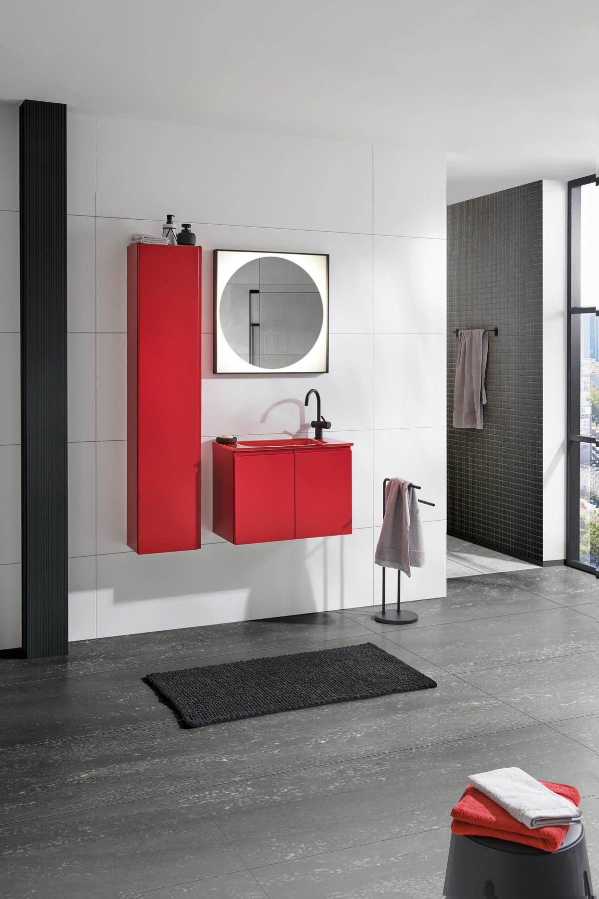 BADEZIMMER  in 70 cm  - Rot, Design, Glas/Holzwerkstoff (70cm) - Dieter Knoll