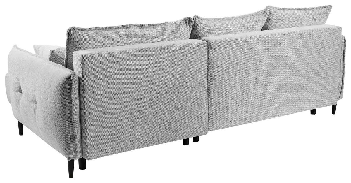 ECKSOFA in Struktur Hellgrau  - Hellgrau/Schwarz, Design, Holz/Textil (244/165cm) - MID.YOU