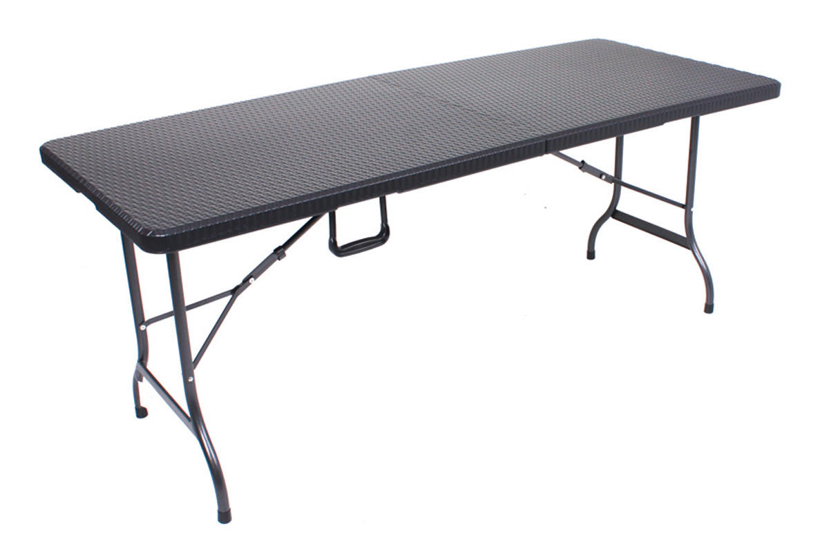 GARTENKLAPPTISCH 180/75/72 cm Metall, Kunststoff rechteckig  - Schwarz, Basics, Kunststoff/Metall (180/75/72cm) - Gardenson