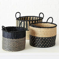 KORB  - Schwarz/Naturfarben, Design, Naturmaterialien (35/26cm) - Boltze Home