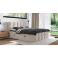 BOXBETT 160/200 cm,  in Beige, gepolstertes Kopfteil, Bettkasten, Topper, H3 = fest  - Beige/Schwarz, Design, Holzwerkstoff/Kunststoff (160/200cm) - Xora